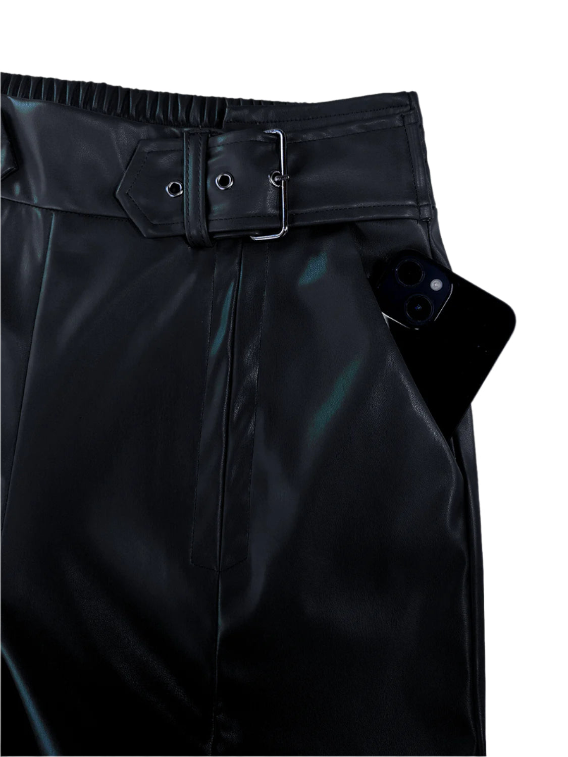 Half Elastic Waist Wide Leg Pants