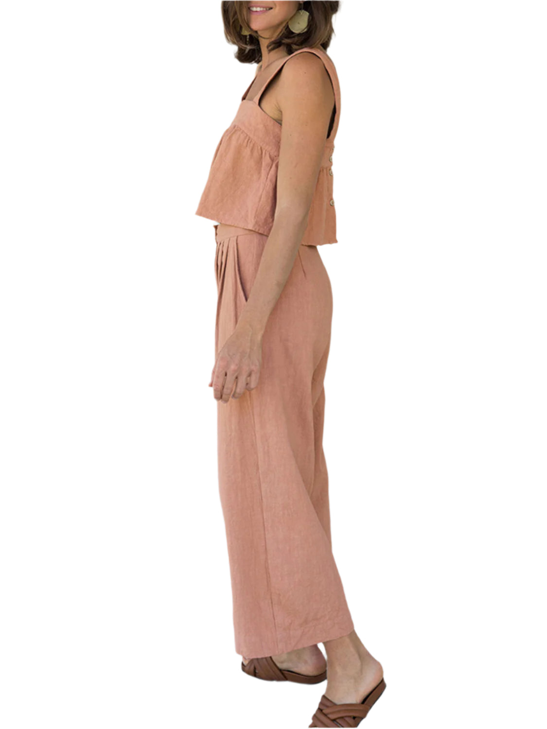 Square Neck Wide Strap Top and Pants Set