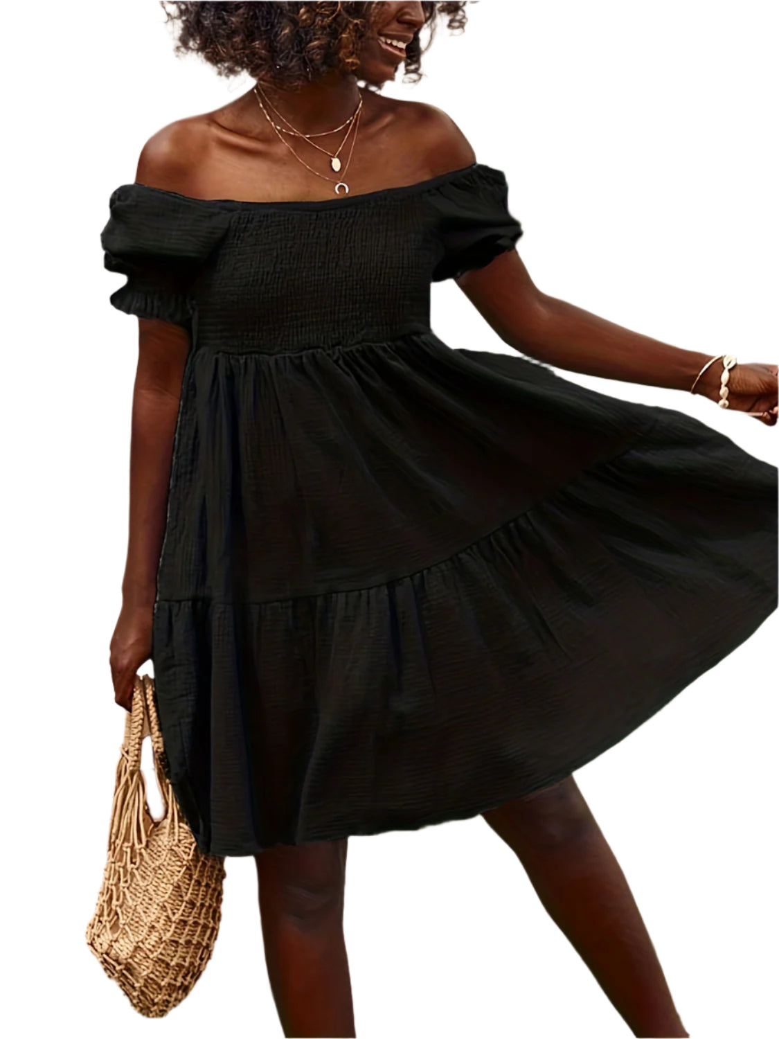 Full Size Ruffled Off-Shoulder Short Sleeve Dress