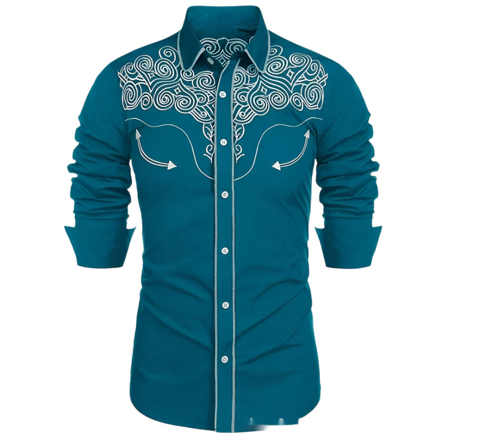 Men's Western 3D Print Button Down Shirt