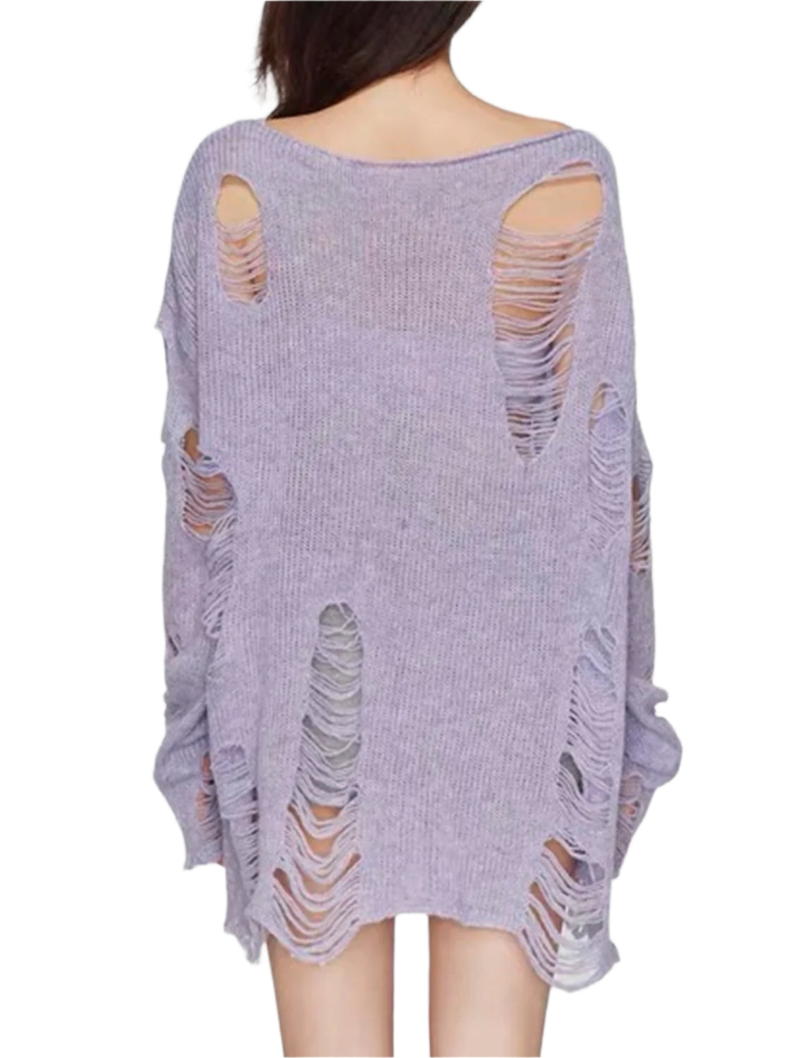 Distressed Boat Neck Knit Cover Up