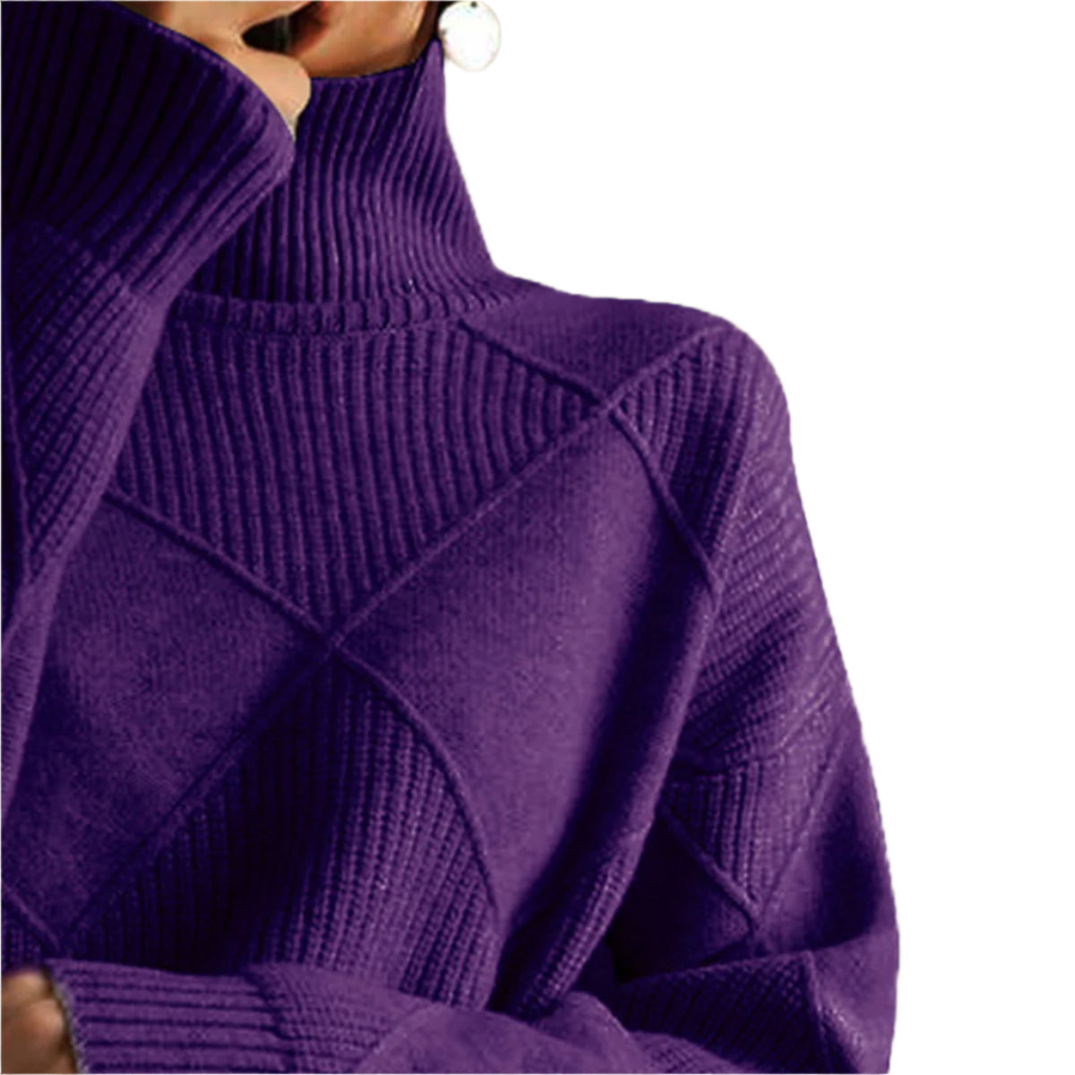 Geometric Turtleneck Long Sleeve Sweater