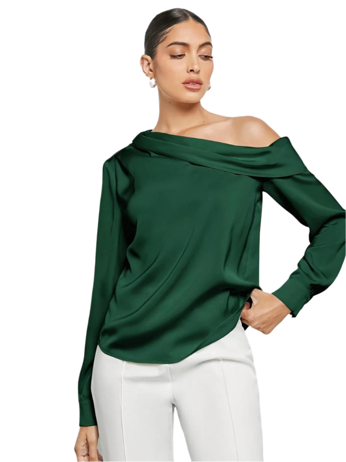 Ruched One Shoulder Long Sleeve Top