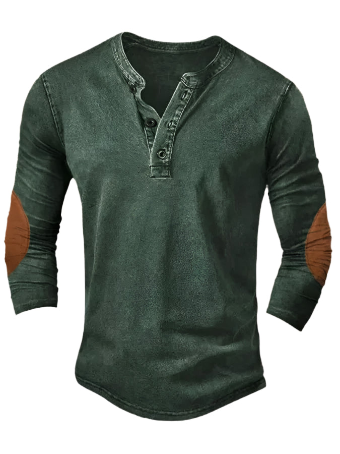 Quarter Sleeve Elbow Patch Men's Shirt
