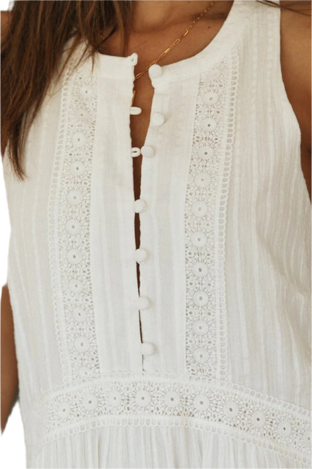 Half Button Sleeveless Mini Dress