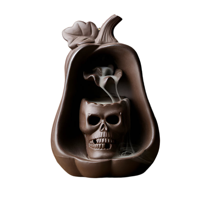 Purple Clay Reverse Flow Squash with Skull Incense Burner