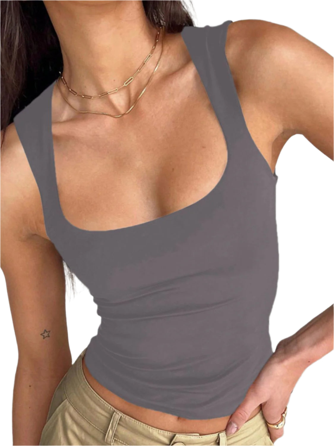 Devine Square Neck Wide Strap Tank