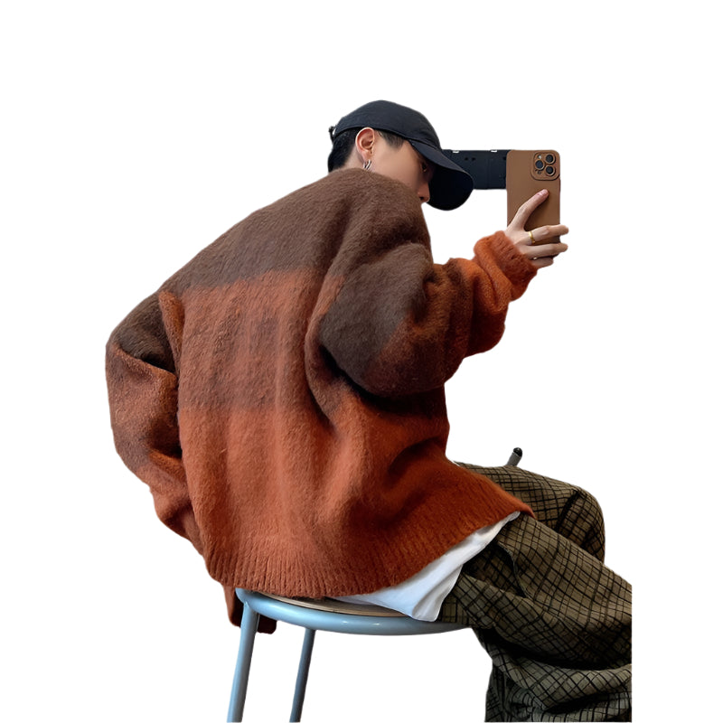 Men's Loose Gradient Brushed Cardigan