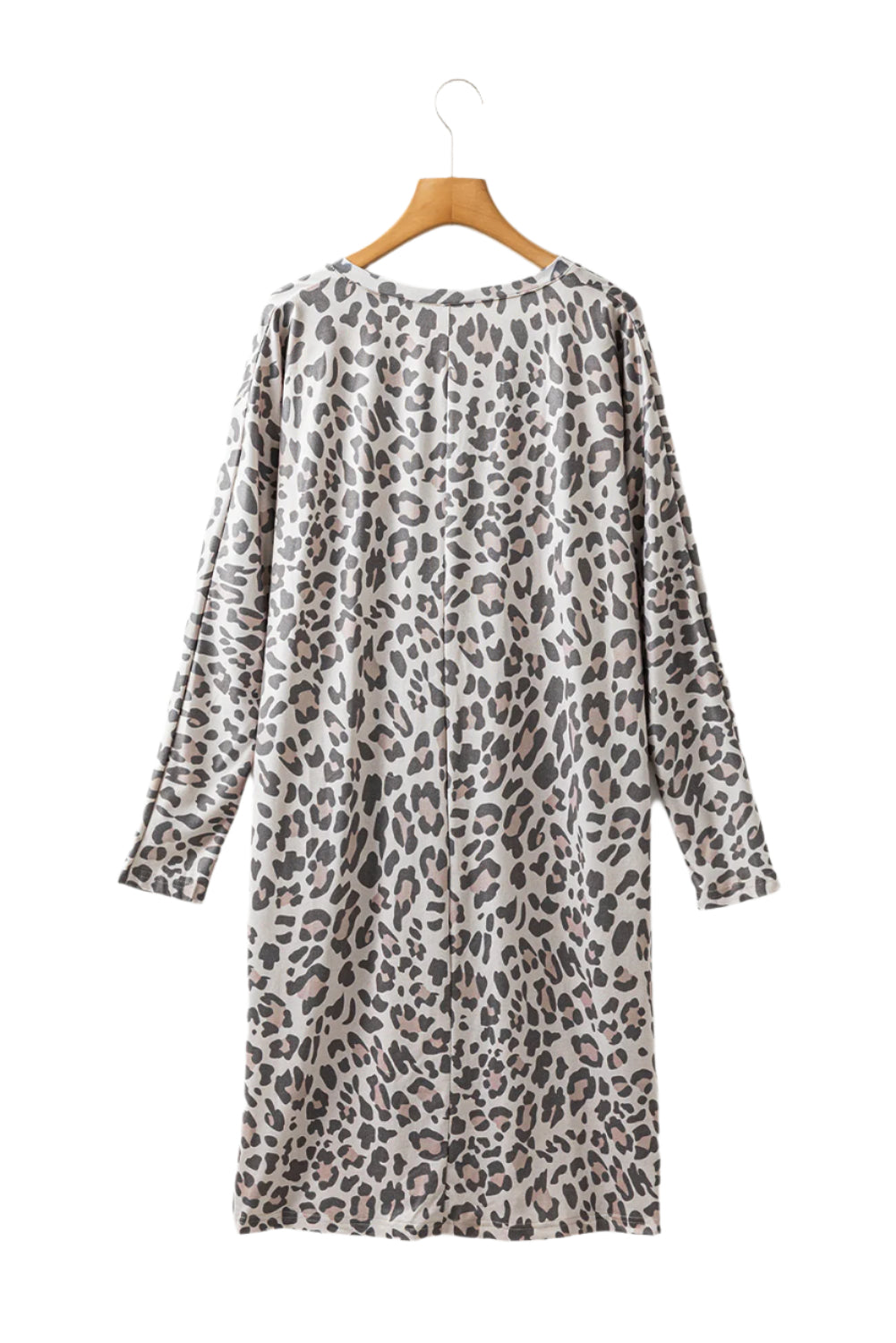Leopard V-Neck Long Sleeve Dress