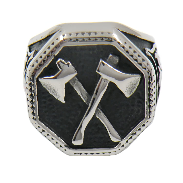 Stainless Steel Double Axe Ring