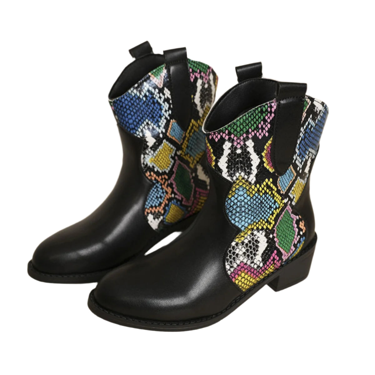 PU Leather Color Block Boots