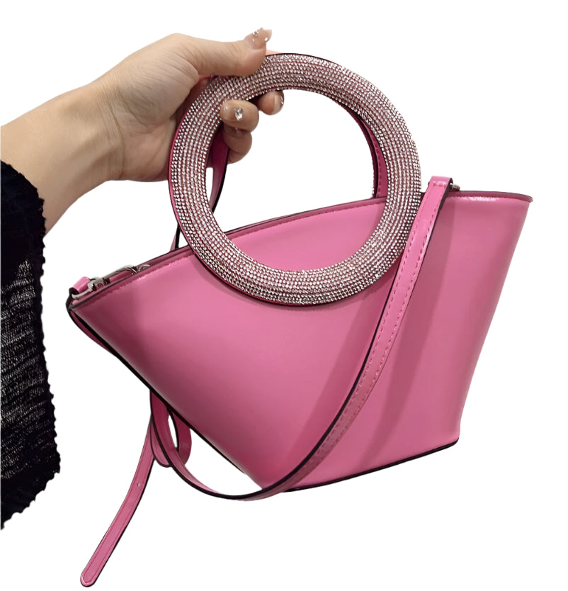 Embellished Handle Basket Handbag