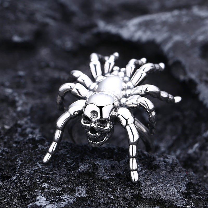 925 Sterling Silver Skull Spider Ring