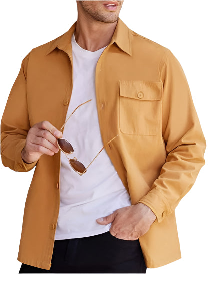 Solid Color Men's Heavy Weight Collard Button Down Shirt
