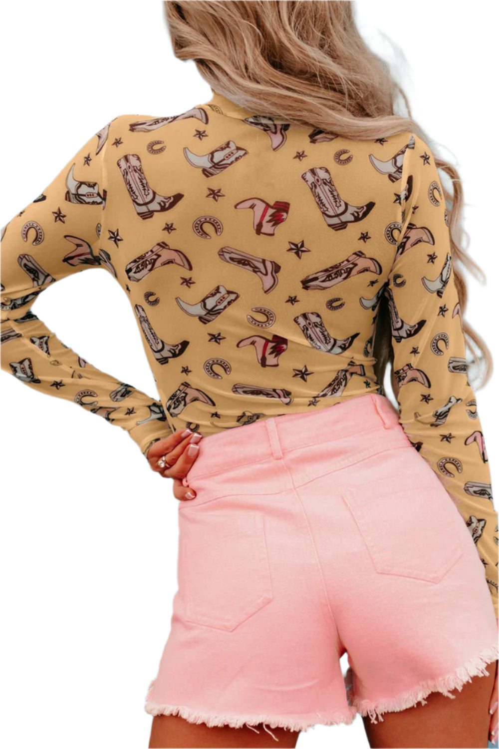 Printed Mock Neck Long Sleeve Bodysuit