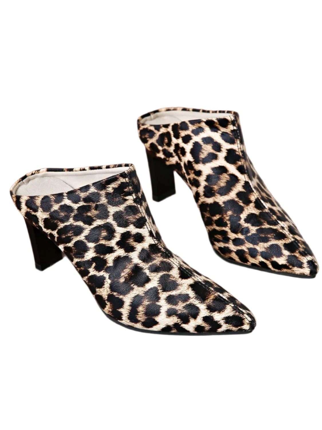 PU Leather Leopard Point Toe Pumps