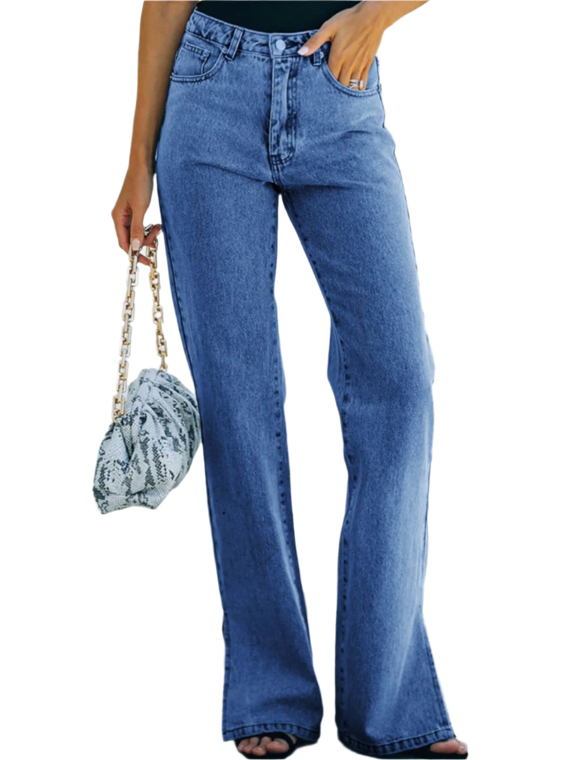 Side Slit Jeans with Pockets