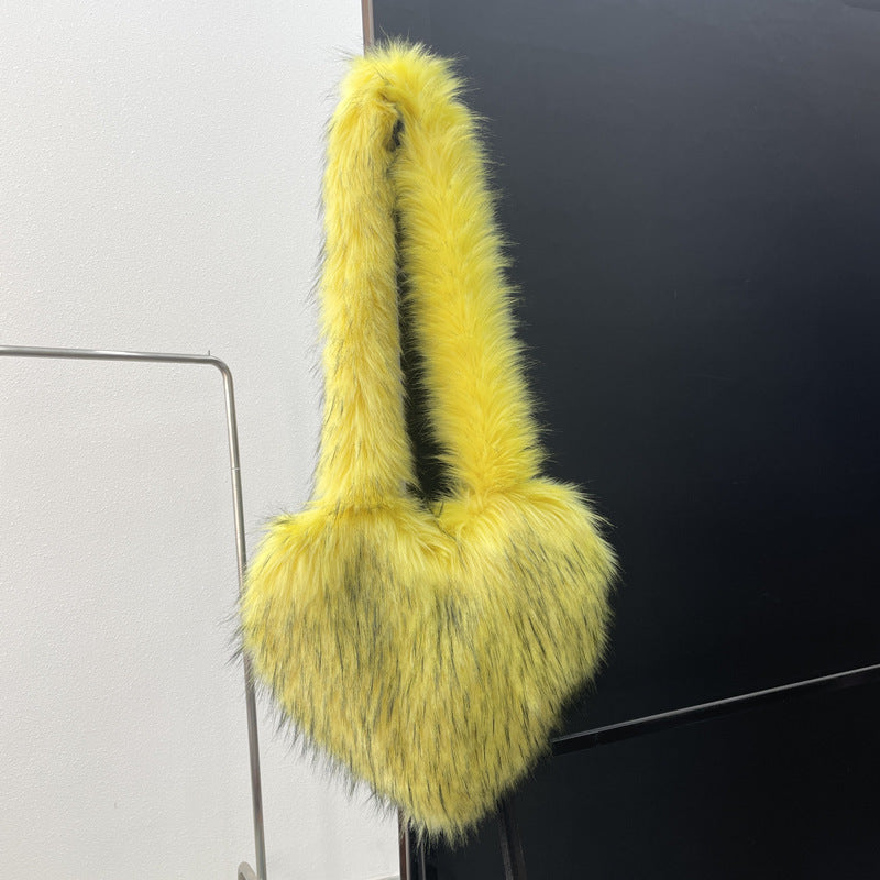 Faux Fur Big Heart Crossbody Bag
