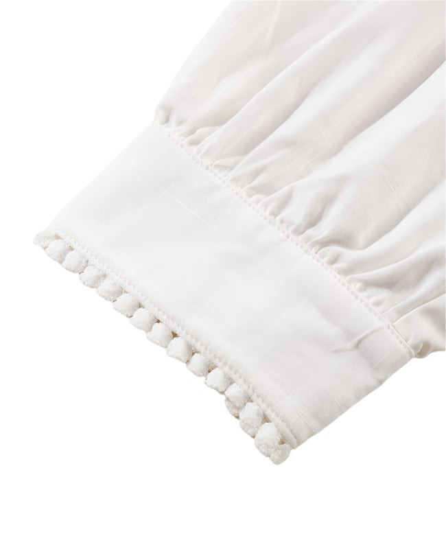 Frill Floral Embroidered Sleeve Shirt