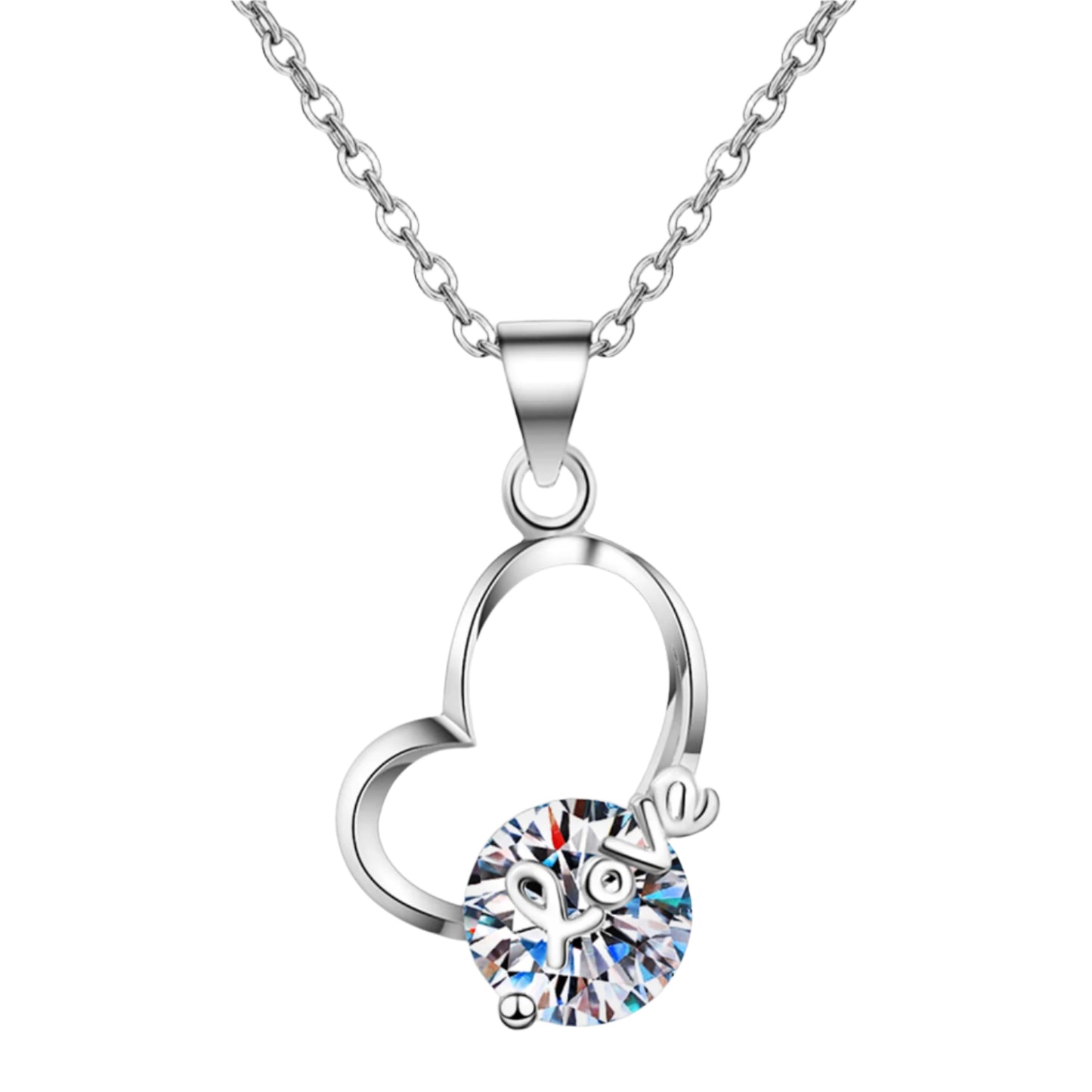 2 Carat Moissanite Heart Love 925 Sterling Silver Necklace