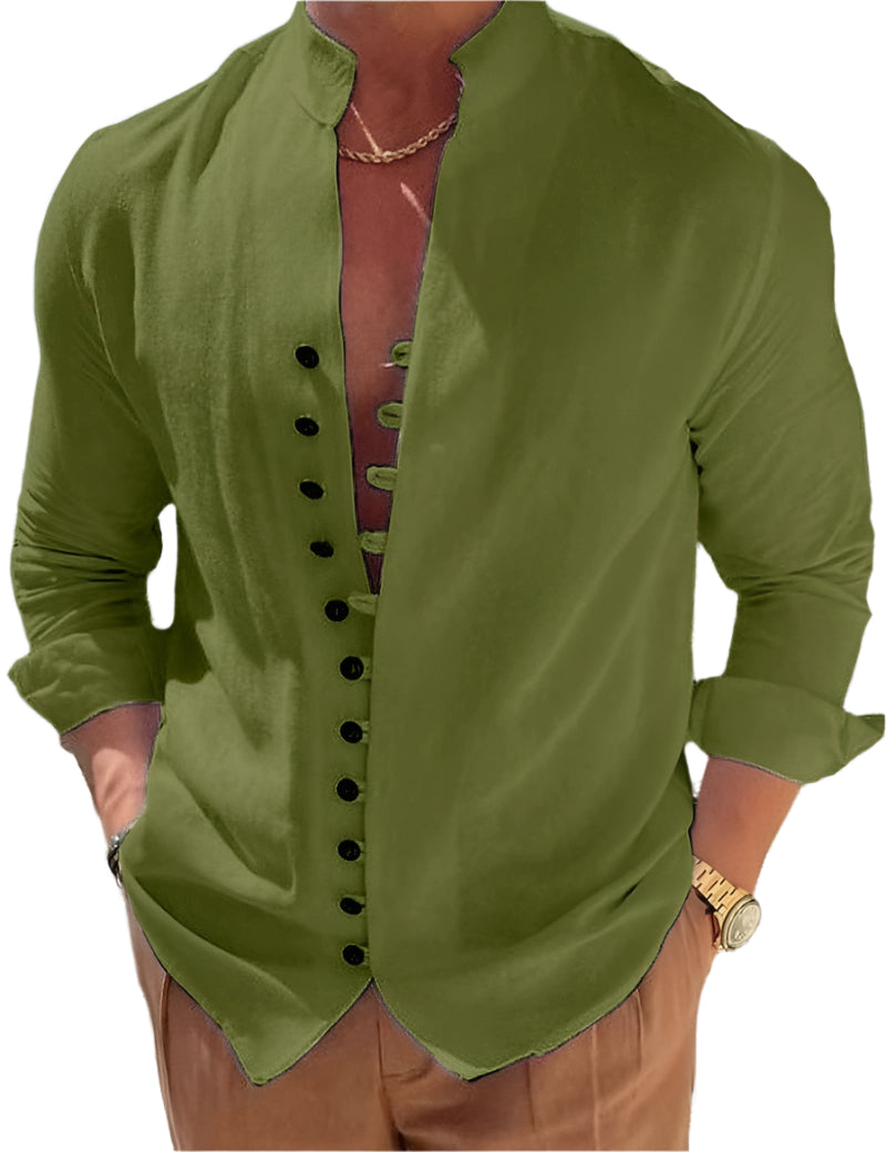 Men's Button Design Long-sleeved Shirt