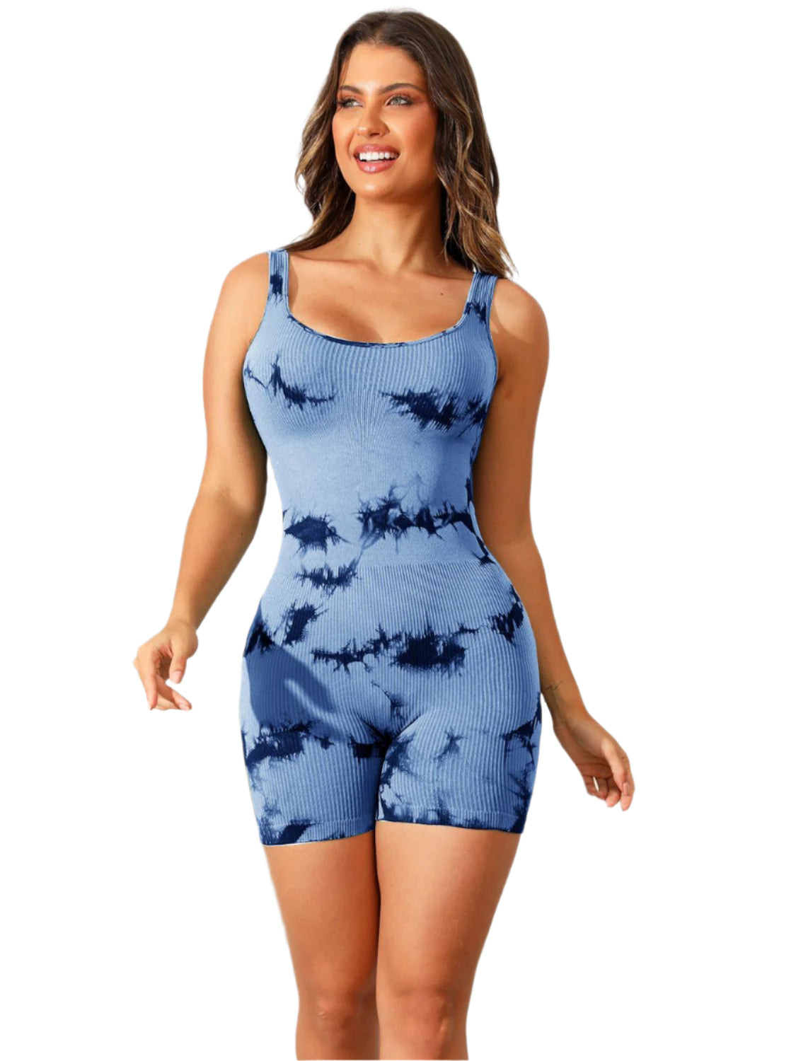 Tie-Dye Wide Strap Active Romper