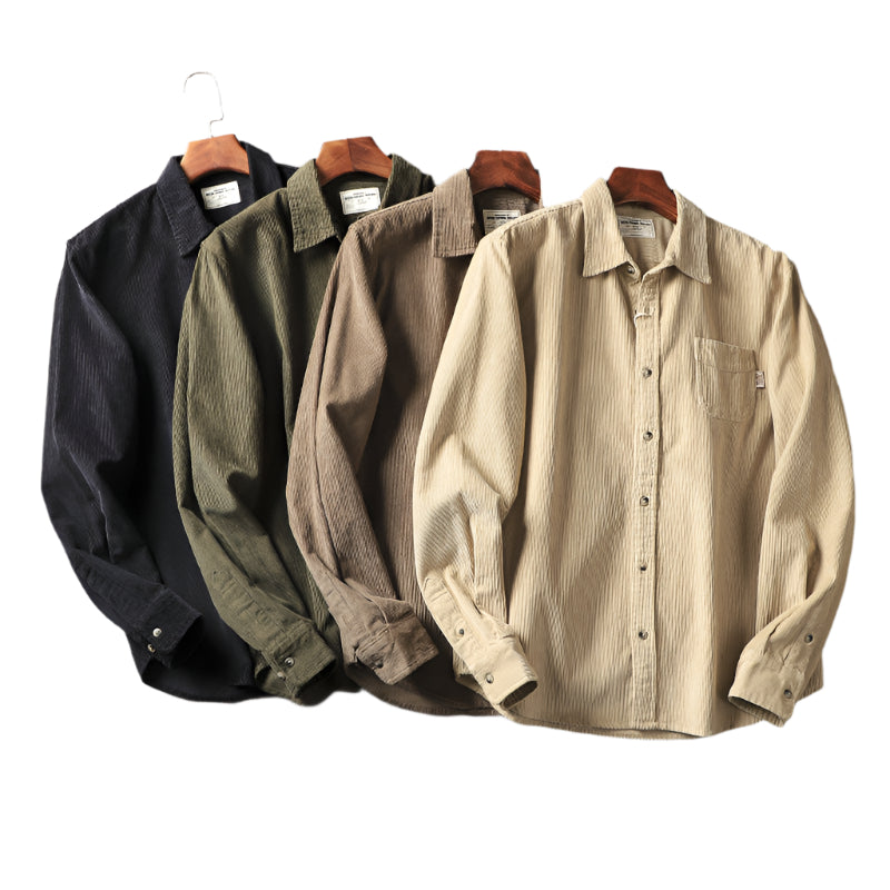 Men's Washed Corduroy Long Sleeve Shirt