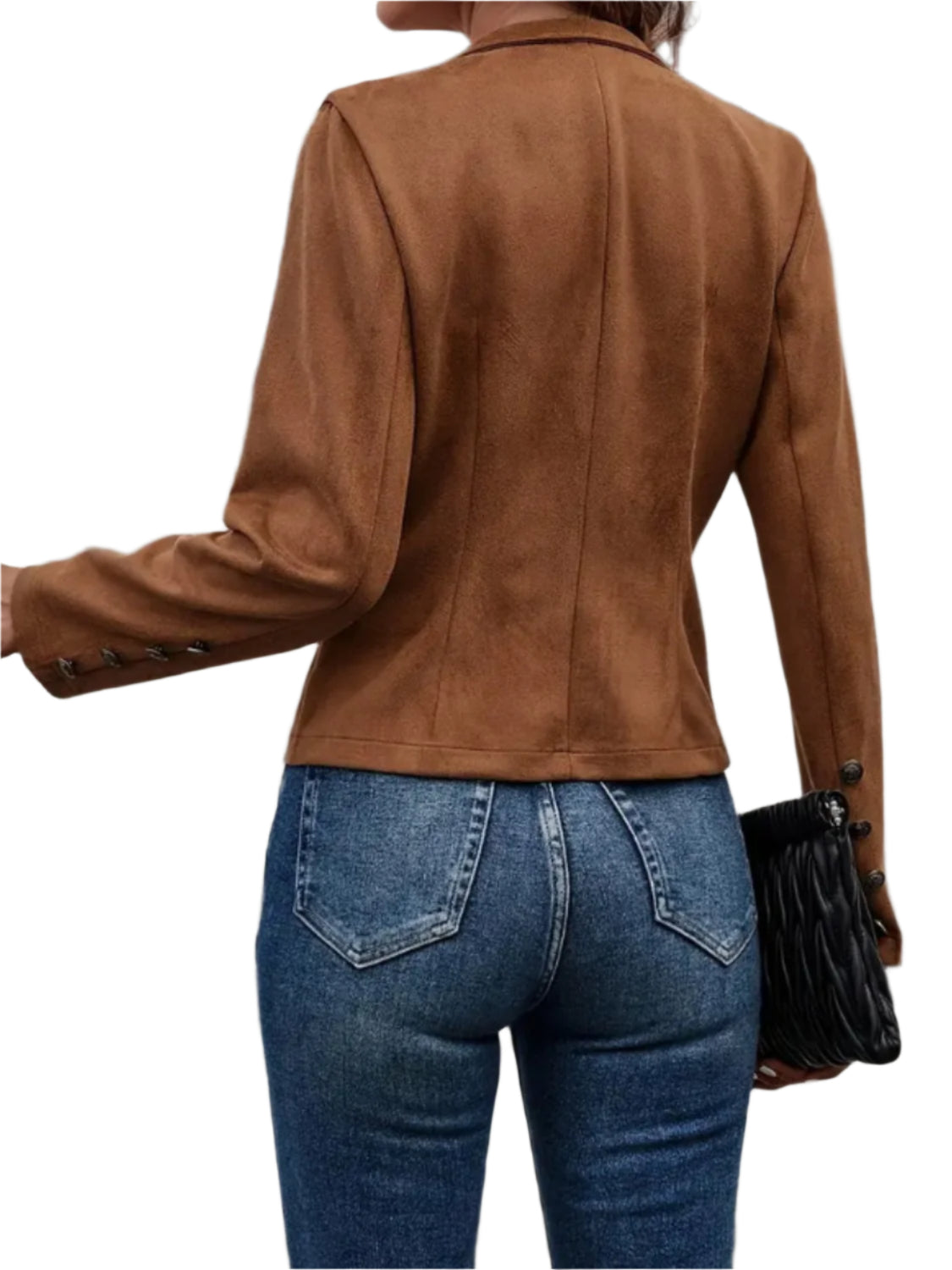Decorative Button Open Front Long Sleeve Jacket