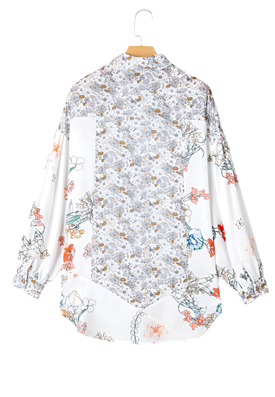 Floral Collared Neck Long Sleeve Shirt