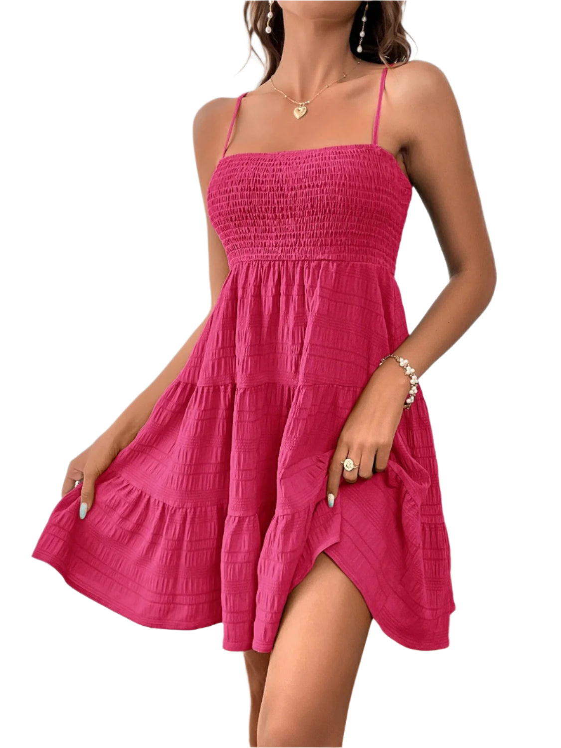 Smocked Tiered Sleeveless Mini Dress