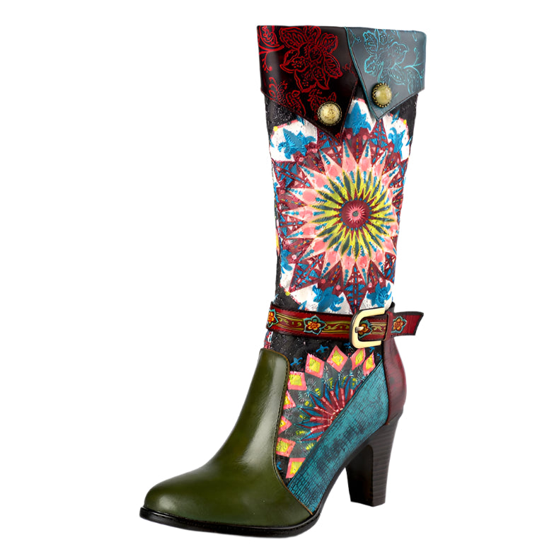 Handmade Colorful Cowhide Leather Boots