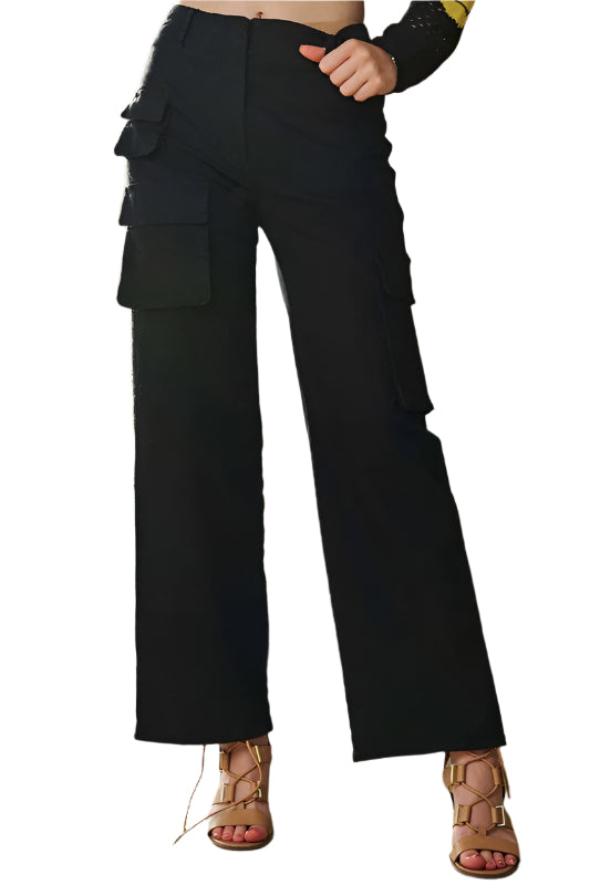 Davi & Dani Flap Pocket Mid Rise Cargo Pants