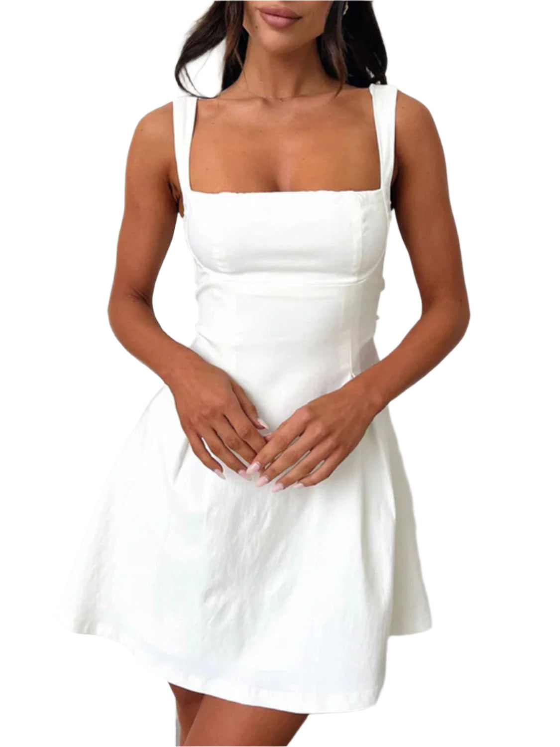 Devine Bow Back Square Neck Mini Dress