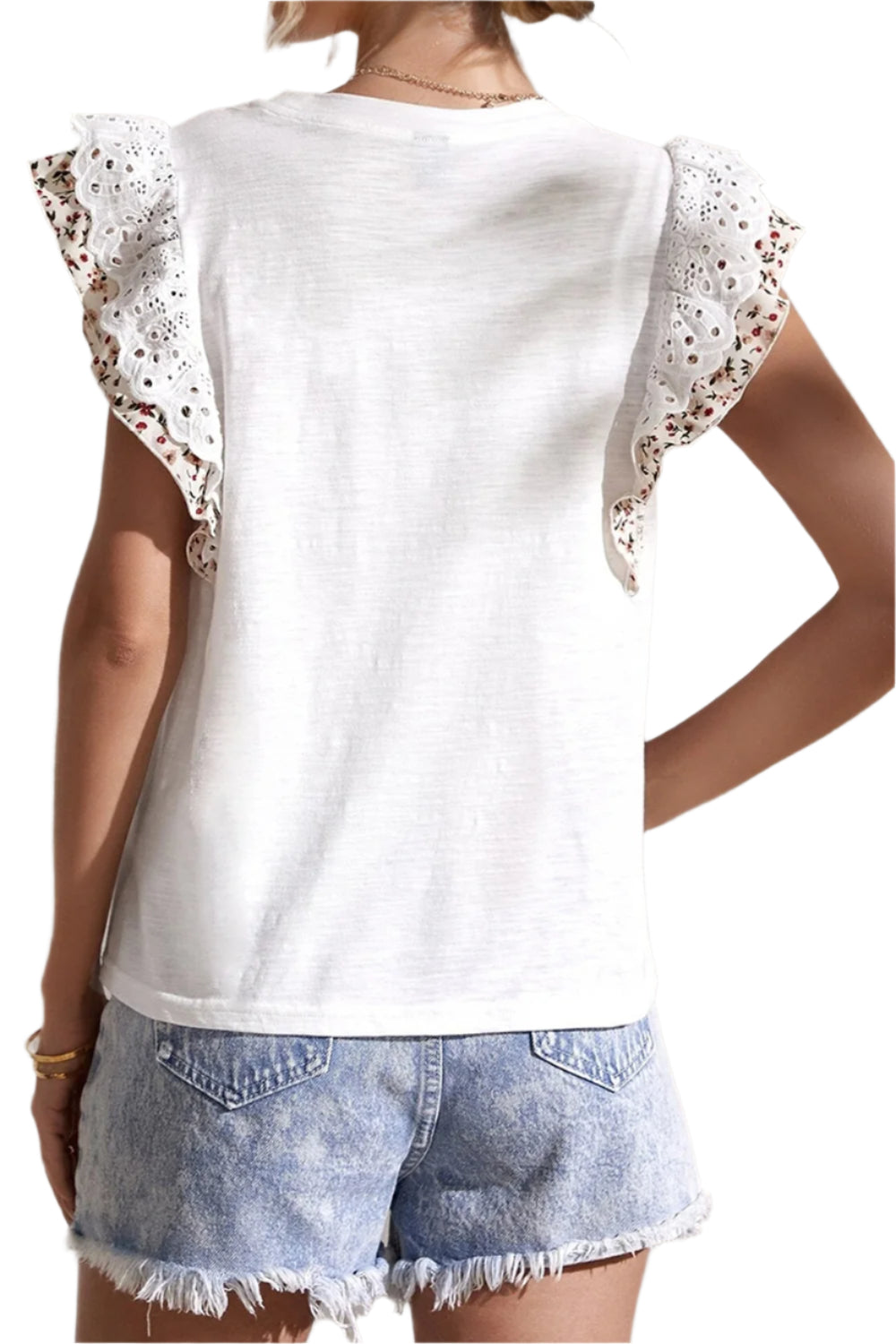 Oh Full Size Ruffled Round Neck Cap Sleeve Top