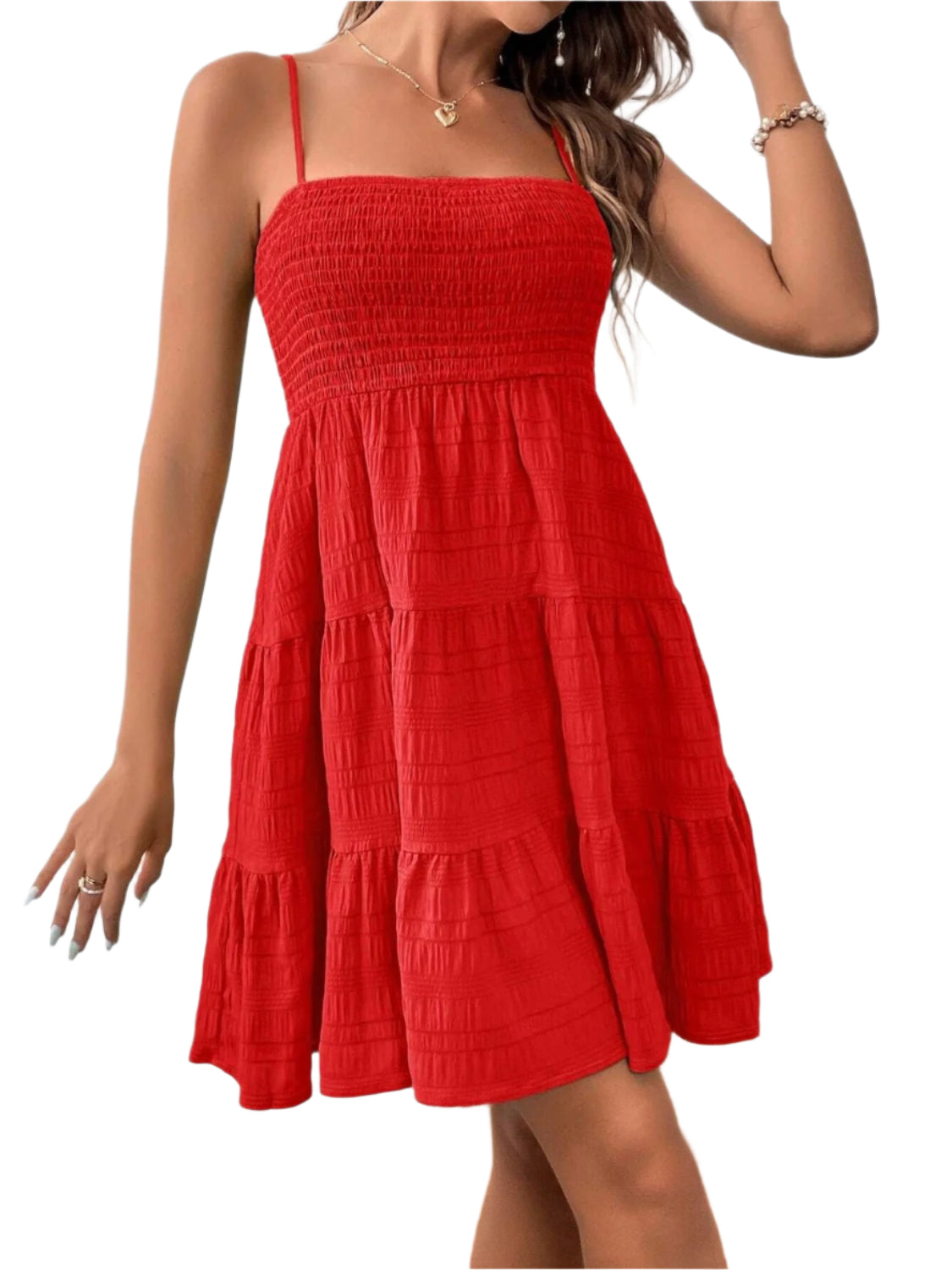 Tiered Smocked Square Neck Cami Dress