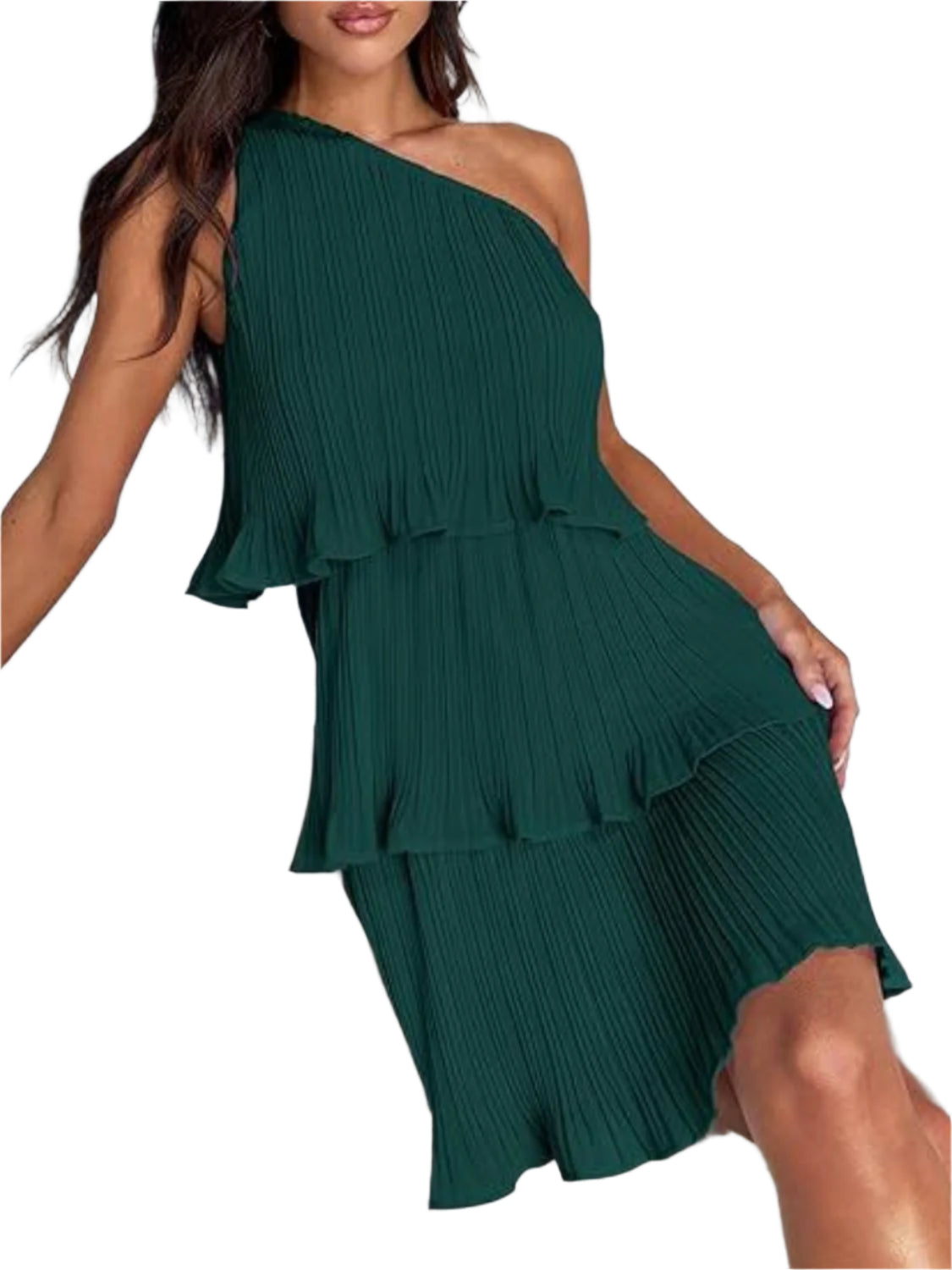 Layered Single Shoulder Mini Dress