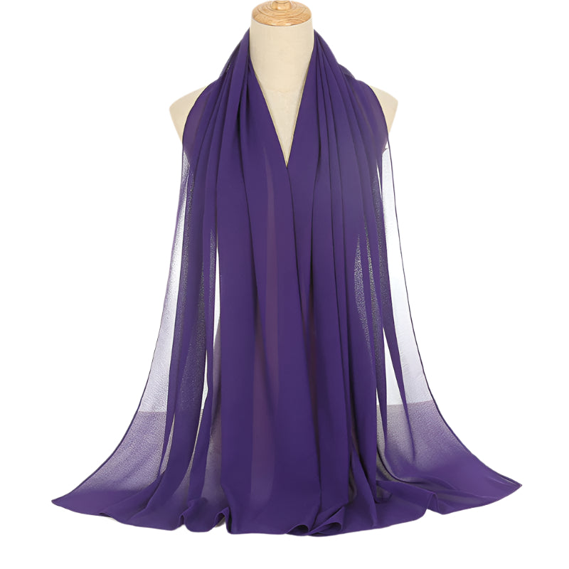 Pearl Chiffon Solid Color Rectangular Scarf