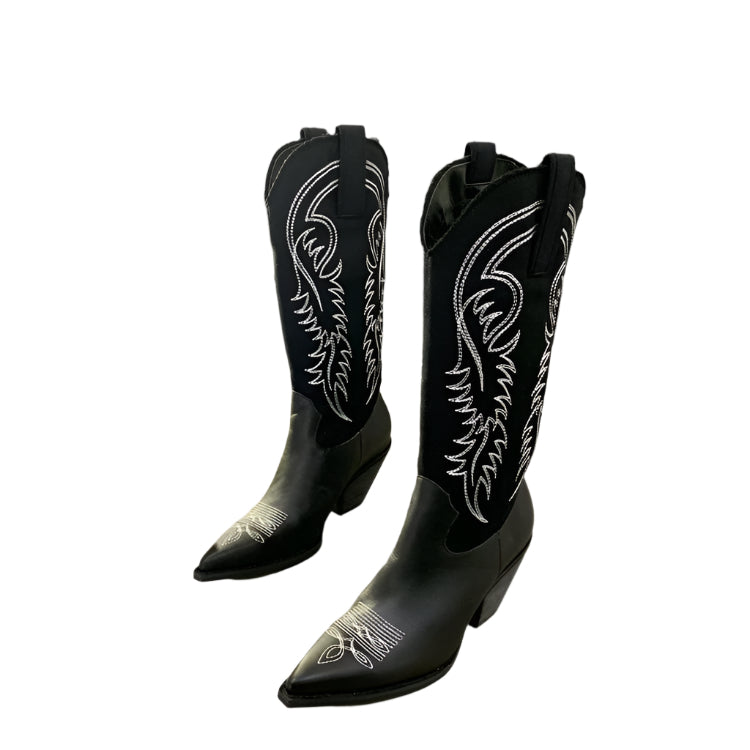 Embroidered PU Leather Western Cowboy Boots