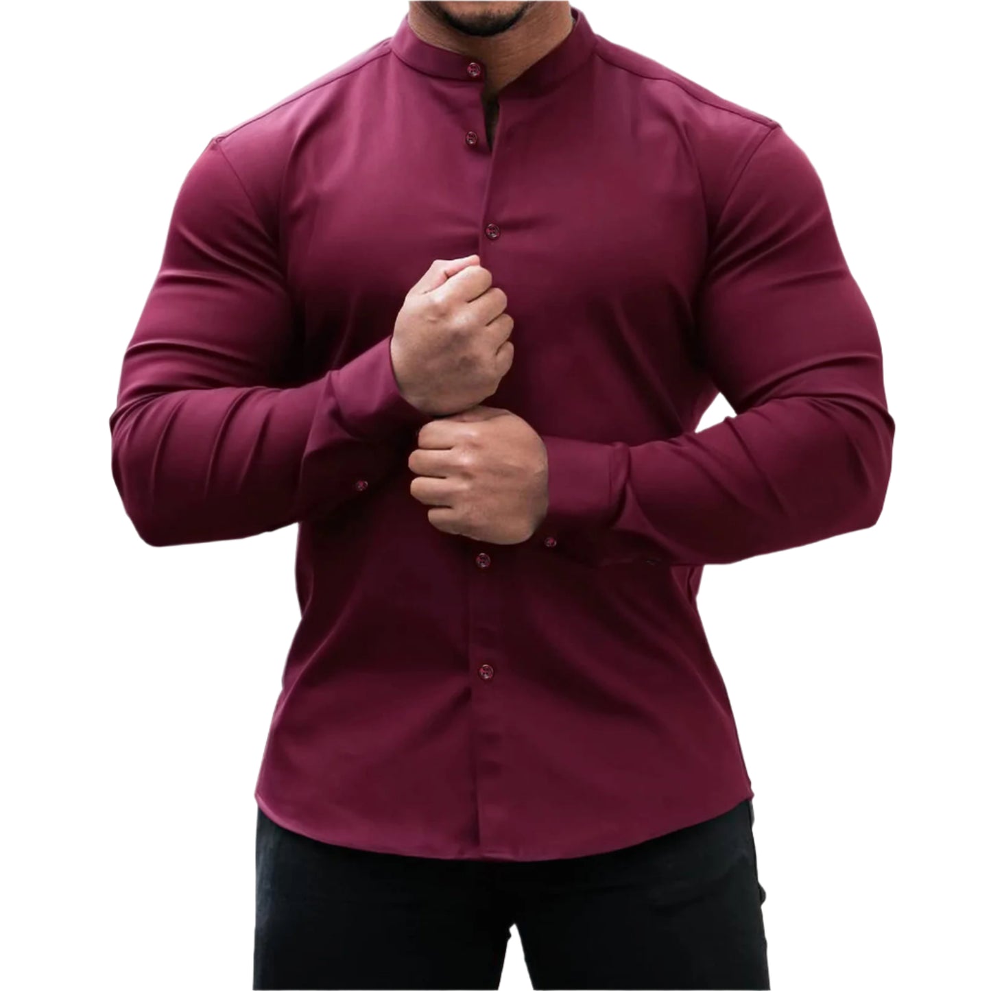 Men's Round Collar Button Down Shirt