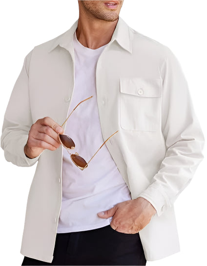 Solid Color Men's Heavy Weight Collard Button Down Shirt