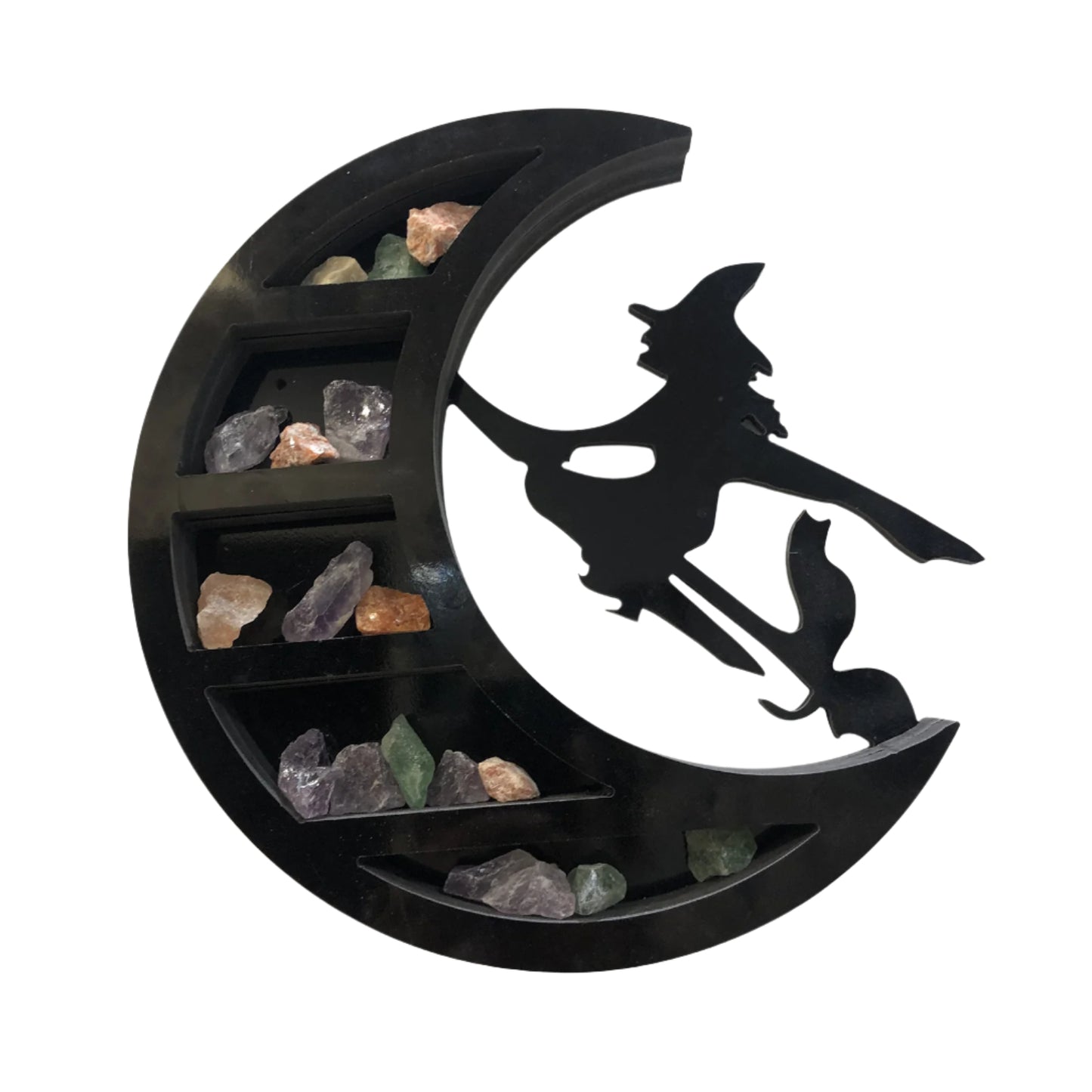 Resin Witch Flying to the Moon Crystal Display Shelf