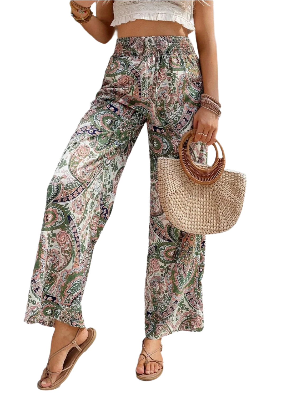 Printed Wide Leg Pants