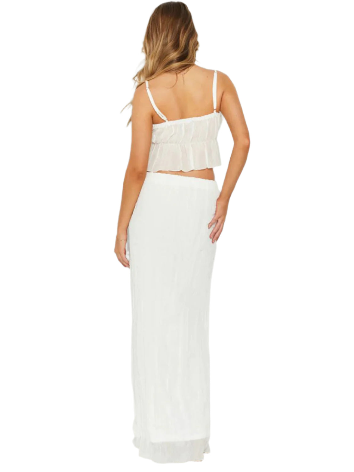 Square Neck Sleeveless Top and Ruched Skirt Set