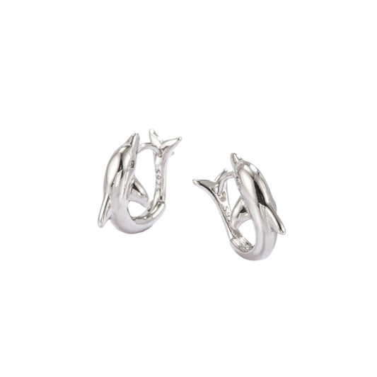 925 Sterling Silver Zircon Dolphin Earrings
