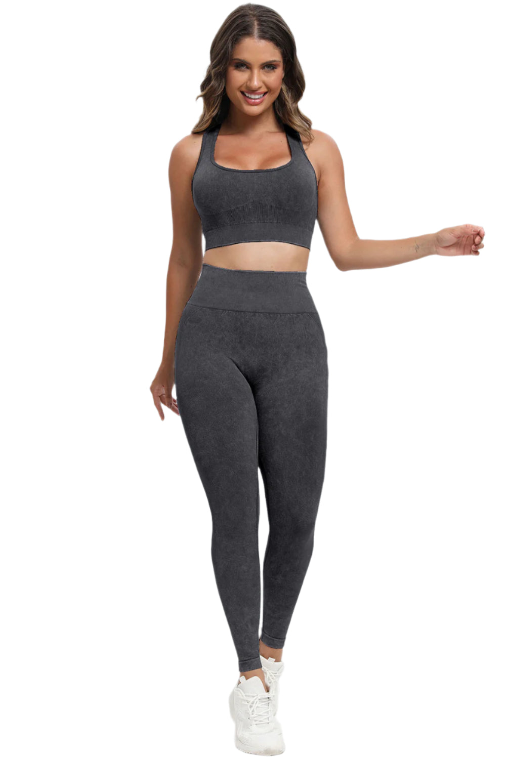 3 Piece Washed Square Neck Wide Strap Active Set