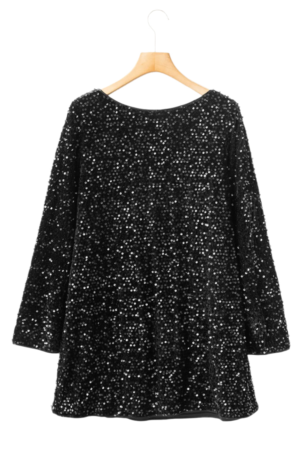 Sequin Round Neck Long Sleeve Mini Dress