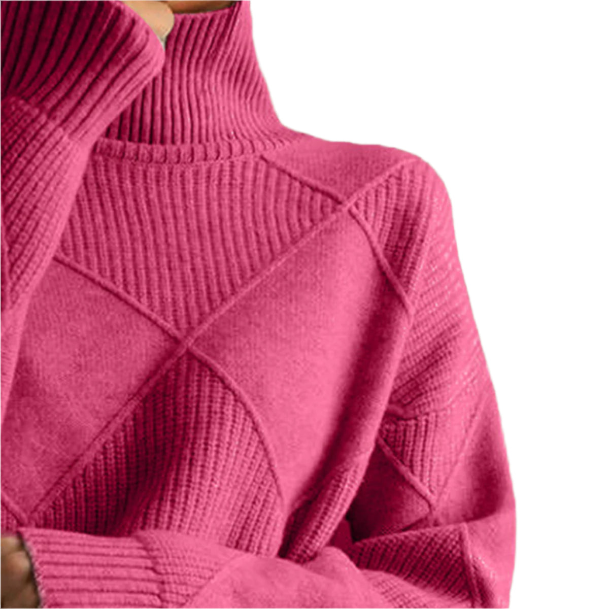Geometric Turtleneck Long Sleeve Sweater
