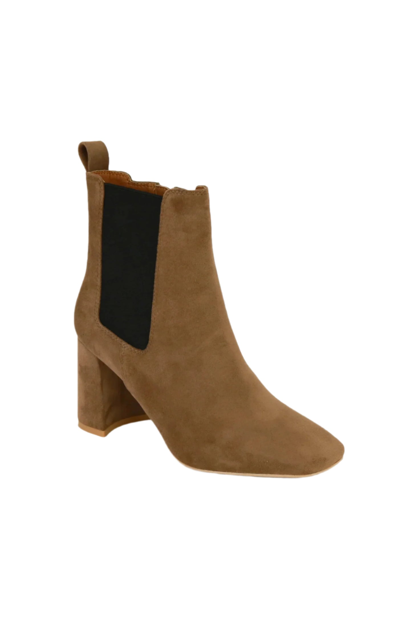 Beast Fashion Faux Suede Block Heel Chelsea Boots with Elastic Side Panel