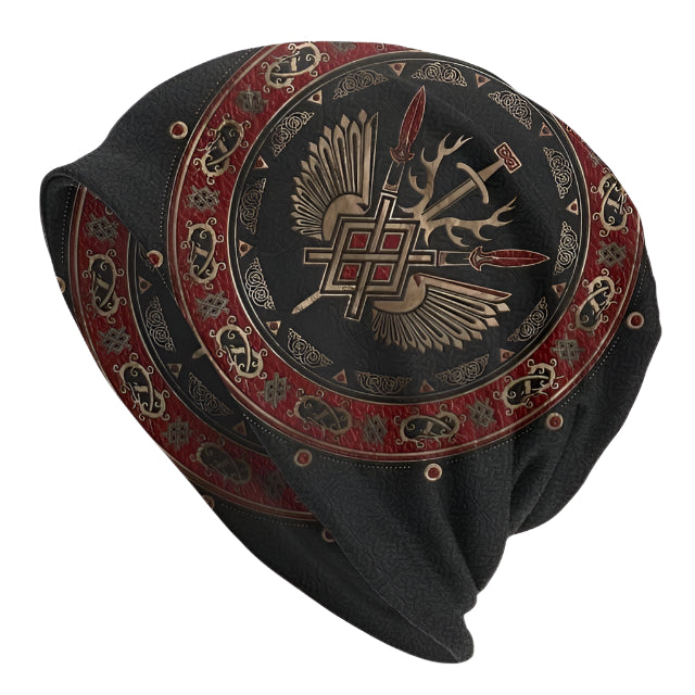 Norse Elder Futhark Runes Skull Beanie Cap