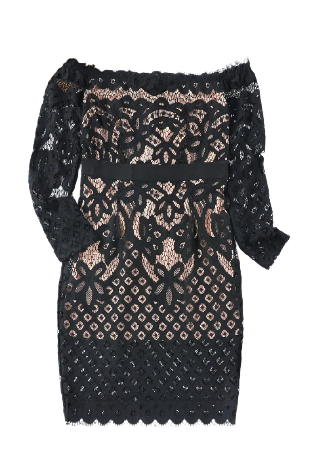 Off-Shoulder Long Sleeve Lace Dress